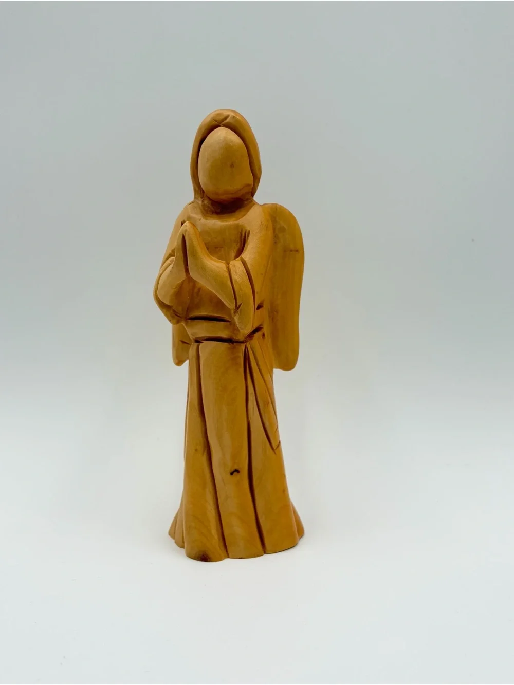 Hand Carved Wood Wooden Praying Angel Figurine Christmas 7 in